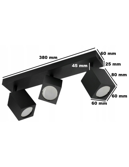 Lampa Reflektorowa QUANTUS III GU10 w Stylu Industrialnym, Metalowa, Czarna - Nowoczesne Oświetlenie do Wnętrz