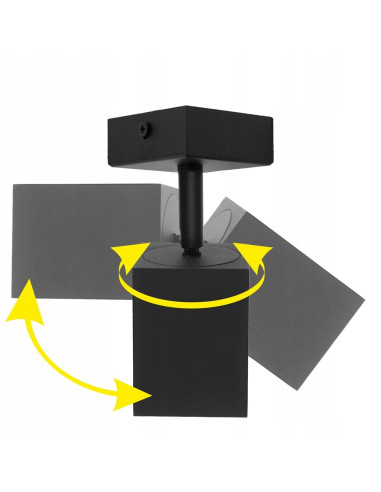 Lampa Reflektorowa QUANTUS III GU10 w Stylu Industrialnym, Metalowa, Czarna - Nowoczesne Oświetlenie do Wnętrz