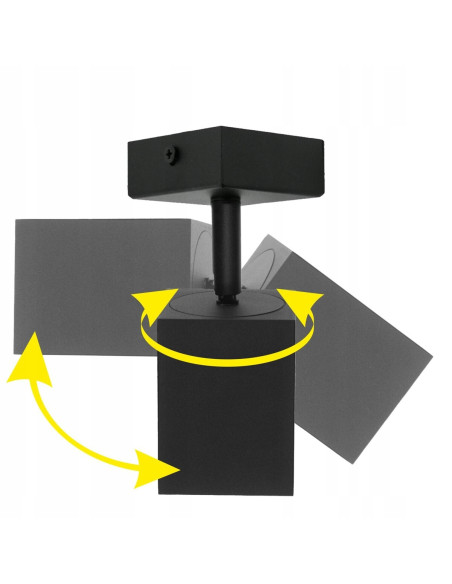 Lampa Reflektorowa QUANTUS III GU10 w Stylu Industrialnym, Metalowa, Czarna - Nowoczesne Oświetlenie do Wnętrz