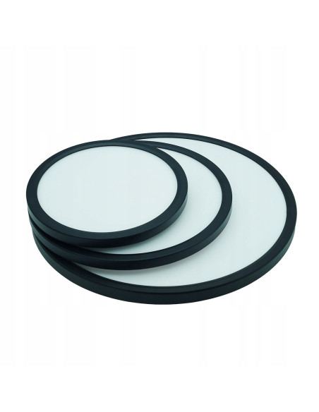 Nowoczesny plafon LED DENVER 24W IP20 z regulacją barwy światła, czarny, 29cm – idealne oświetlenie do biura i domu