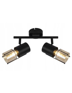 Kinkiet Scottie Vintage Dwupunktowy z Szkłem Bursztynowym – Nowoczesne Oświetlenie do Lustra w Stylu Eleganckim