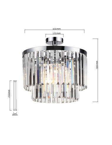 Lampa Żyrandol Kryształowy VETRO w Chromie - Nowoczesne Oświetlenie do Salonu z 4 Punktami Świetlnymi E14