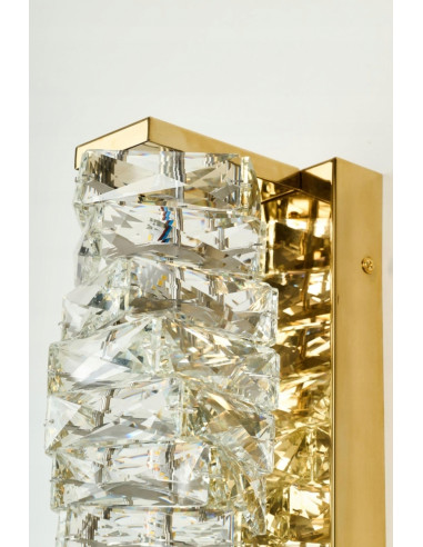 Kinkiet LED kryształowy Florence, złote wykończenie, nowoczesne oświetlenie do sypialni i salonu