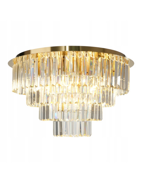 Lampa sufitowa MILANO w złotym wykończeniu z kryształowymi akcentami - elegancki plafon do salonu i jadalni