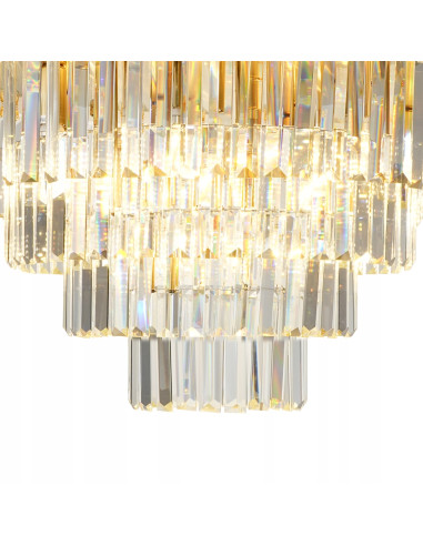 Lampa sufitowa MILANO w złotym wykończeniu z kryształowymi akcentami - elegancki plafon do salonu i jadalni