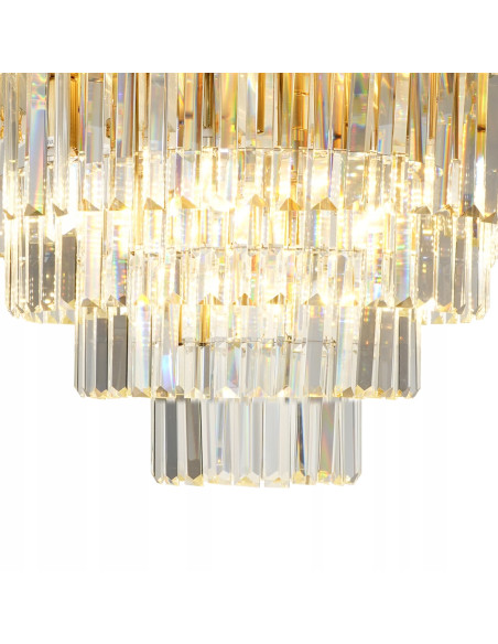 Lampa sufitowa MILANO w złotym wykończeniu z kryształowymi akcentami - elegancki plafon do salonu i jadalni