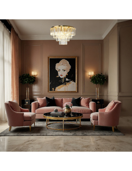 Lampa sufitowa MILANO w złotym wykończeniu z kryształowymi akcentami - elegancki plafon do salonu i jadalni