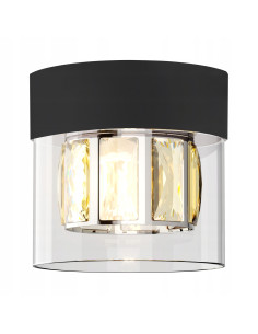 Lampa sufitowa GEM Glamour z kryształami, czarna, energooszczędna, idealna do nowoczesnych wnętrz, okrągła.