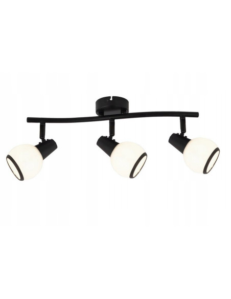 Nowoczesny plafon Loris 3-punktowy czarny z regulowanymi reflektorami do salonu i korytarza