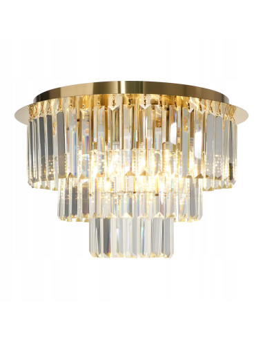 Luksusowy plafon kryształowy MILANO w złotym wykończeniu - 6-punktowe oświetlenie do salonu i jadalni E14