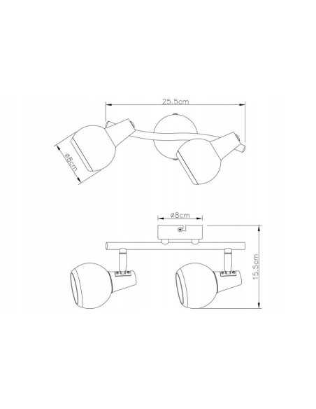 Plafon Loris - Nowoczesne oświetlenie z czarnymi reflektorami i białymi klosikami do kuchni i jadalni