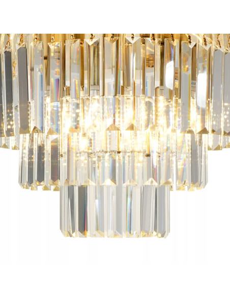 Luksusowy plafon kryształowy MILANO w złotym wykończeniu - 6-punktowe oświetlenie do salonu i jadalni E14