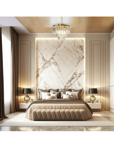 Luksusowy plafon kryształowy MILANO w złotym wykończeniu - 6-punktowe oświetlenie do salonu i jadalni E14