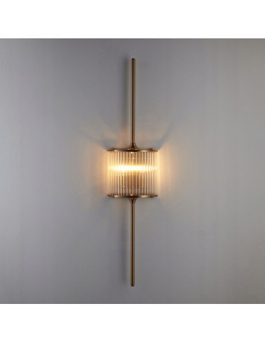 Kinkiet Glamour Sergio-2 z Kryształowymi Rurkami i Złotymi Akcentami - Elegancki Element Oświetleniowy do Wnętrz