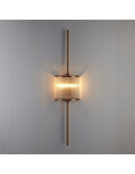 Kinkiet Glamour Sergio-2 z Kryształowymi Rurkami i Złotymi Akcentami - Elegancki Element Oświetleniowy do Wnętrz