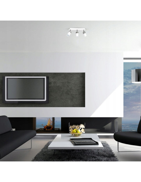 Plafon JOKER 3xGU10 w minimalistycznym designie – elegancka lampa sufitowa do kuchni i salonu, biała, metalowa.