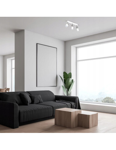 Plafon JOKER 3xGU10 w minimalistycznym designie – elegancka lampa sufitowa do kuchni i salonu, biała, metalowa.