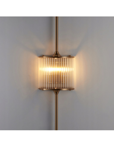 Kinkiet Glamour Sergio-2 z Kryształowymi Rurkami i Złotymi Akcentami - Elegancki Element Oświetleniowy do Wnętrz