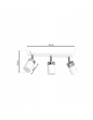Plafon JOKER 3xGU10 w minimalistycznym designie – elegancka lampa sufitowa do kuchni i salonu, biała, metalowa.