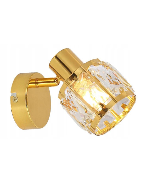 Kinkiet Crownie w jasnym złocie z kryształami - elegancka lampa glamour do oświetlenia lustra 12x14x8 cm