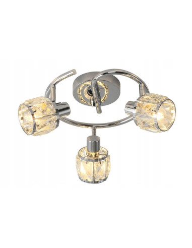 Elegancki plafon kryształowy z 3 reflektorami E14 - okrągłe oświetlenie w stylu glamour do kuchni i jadalni