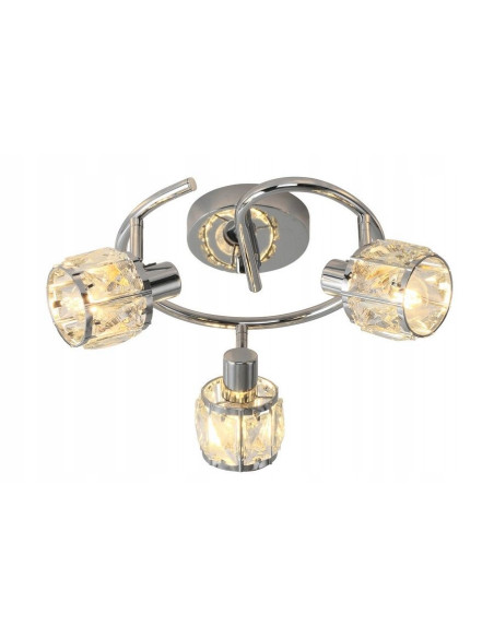 Elegancki plafon kryształowy z 3 reflektorami E14 - okrągłe oświetlenie w stylu glamour do kuchni i jadalni
