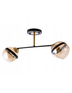 Elegancka lampa wisząca z miodowym kloszem w czarnej metalowej ramie - nowoczesny akcent do każdego wnętrza 2