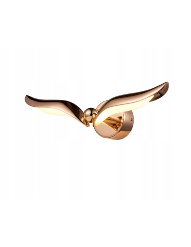 Kinkiet GUFO z metalowymi skrzydłami w złocie, lampa LED do sypialni, nowoczesne oświetlenie dekoracyjne