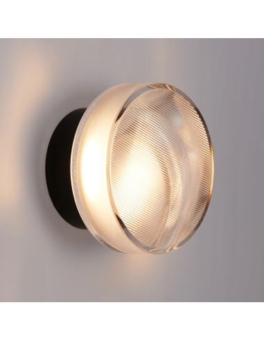 Kinkiet CARMELLO LED z czarnym metalem i przezroczystym kloszem - elegancka lampa ścienna do nowoczesnych wnętrz