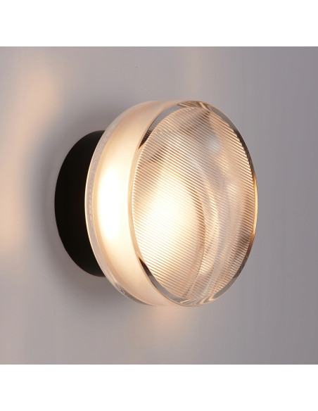 Kinkiet CARMELLO LED z czarnym metalem i przezroczystym kloszem - elegancka lampa ścienna do nowoczesnych wnętrz