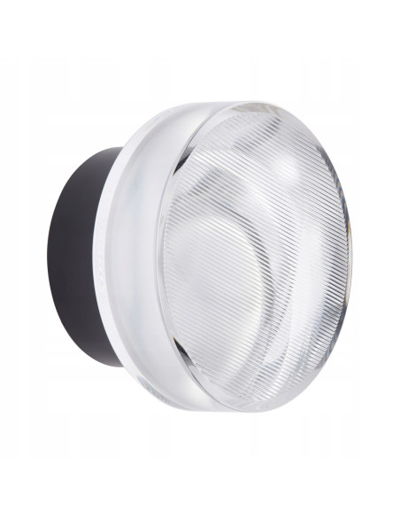 Kinkiet CARMELLO LED z czarnym metalem i przezroczystym kloszem - elegancka lampa ścienna do nowoczesnych wnętrz