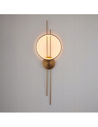 Nowoczesny kinkiet LED ECLIPTICA w złocie - eleganckie oświetlenie do sypialni i stylowych wnętrz