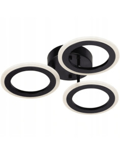 Okrągła lampa sufitowa Venti Spinner LED, czarna, nowoczesna, 54W – idealna do jadalni i salonu