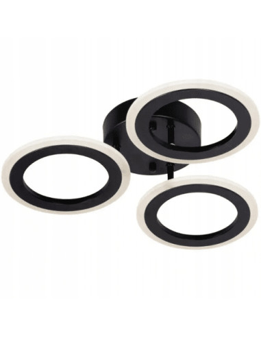 Okrągła lampa sufitowa Venti Spinner LED, czarna, nowoczesna, 54W – idealna do jadalni i salonu