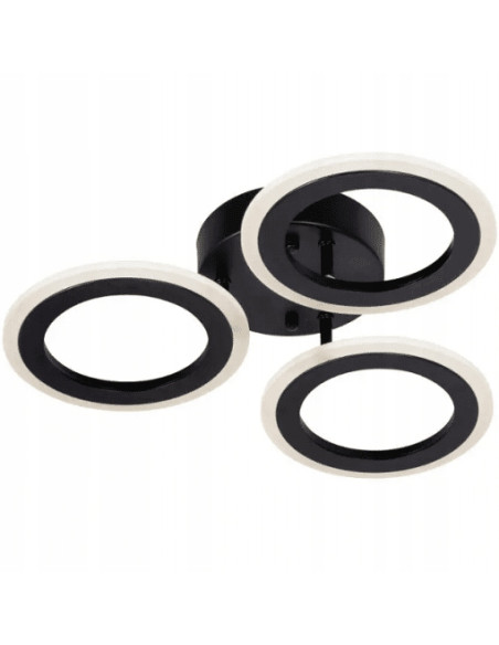 Okrągła lampa sufitowa Venti Spinner LED, czarna, nowoczesna, 54W – idealna do jadalni i salonu