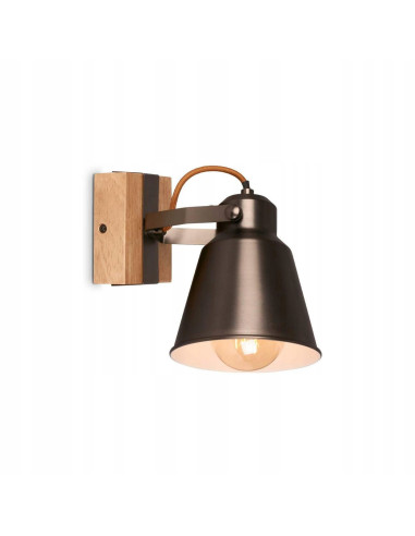 Kinkiet Retro LOFT Briloner z regulowanym kloszem, brązowe drewniane wykończenie - elegancka lampa do wnętrz.