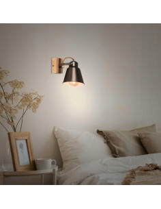 Kinkiet Retro LOFT Briloner z regulowanym kloszem, brązowe drewniane wykończenie - elegancka lampa do wnętrz. 2