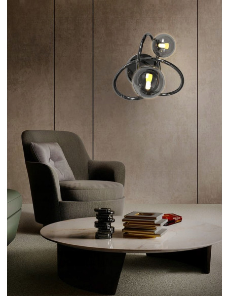 Kinkiet ścienny NANCY z dymionym kloszem - elegancka lampa do przedpokoju i nowoczesnych wnętrz