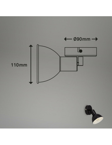 Kinkiet stożkowy Briloner w bieli i czerni, regulowany w stylu industrialnym do sypialni, korytarza i holu