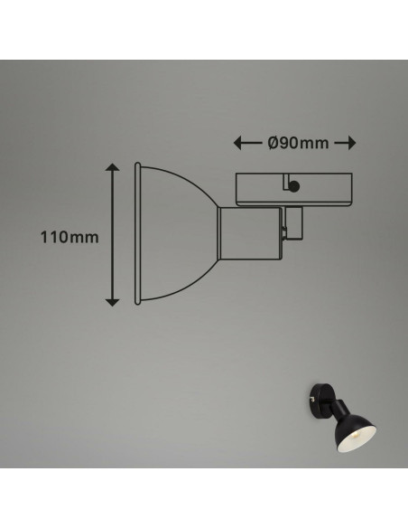 Kinkiet stożkowy Briloner w bieli i czerni, regulowany w stylu industrialnym do sypialni, korytarza i holu