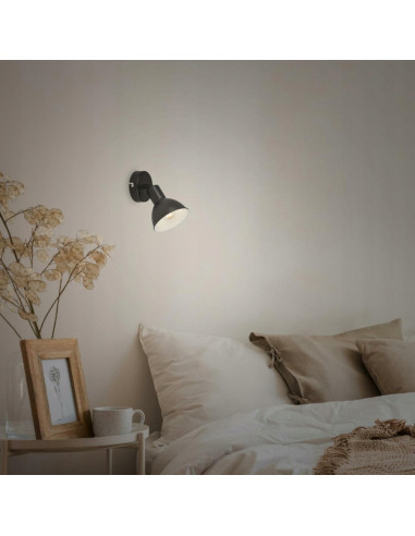 Kinkiet stożkowy Briloner w bieli i czerni, regulowany w stylu industrialnym do sypialni, korytarza i holu