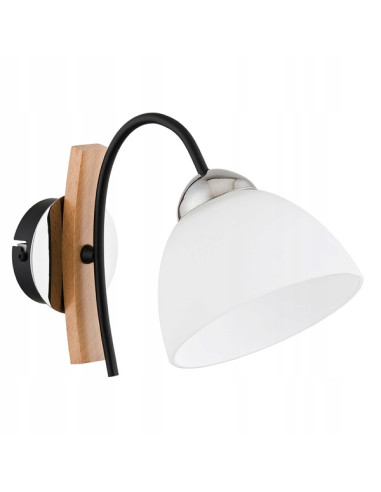 Kinkiet JONA w stylu eklektycznym z drewnianym akcentem - nowoczesne oświetlenie do sypialni i salonu.