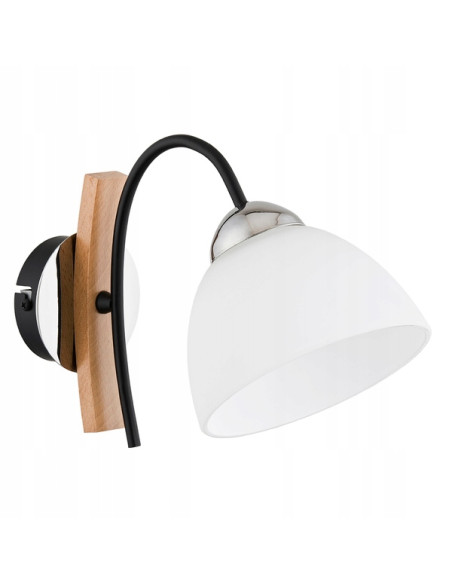 Kinkiet JONA w stylu eklektycznym z drewnianym akcentem - nowoczesne oświetlenie do sypialni i salonu.