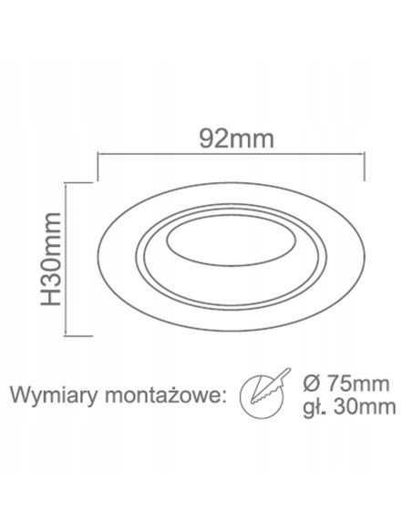 Lampa LED Foro Nero - Podtynkowa, Okrągła, Czarna Oprawa Minimalistyczna do Wnętrz Nowoczesnych