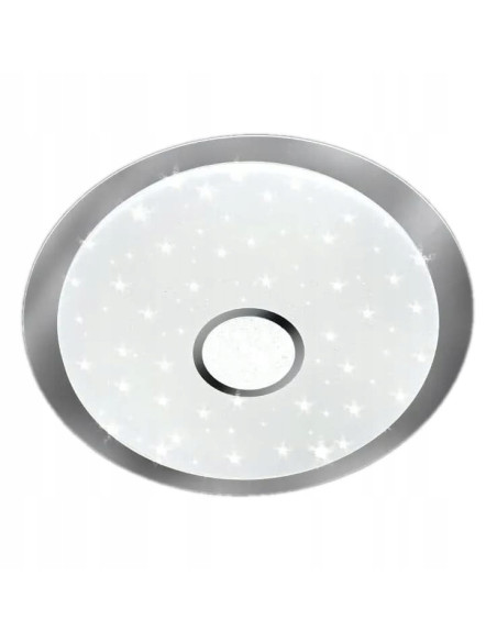 Okrągła plafoniera LED z efektem gwiazd, 74W, nowoczesny design, idealna do sypialni i holu, Venti, biało-szara.