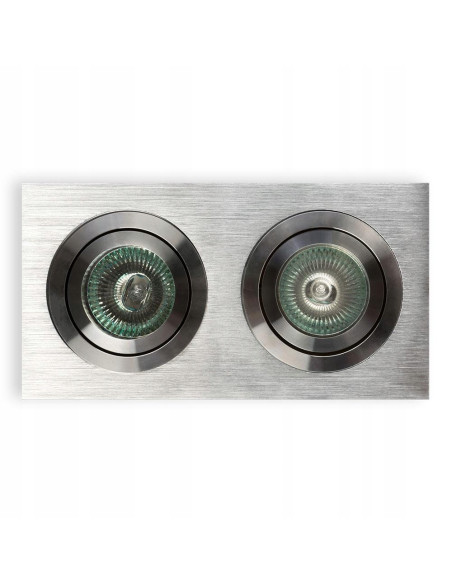 Lampa podtynkowa FASTO II Alluminio z gwintami GU10, srebrna, nowoczesny design do salonu i biura.