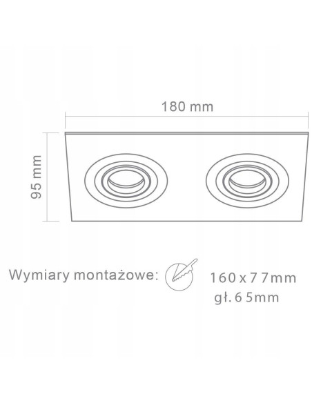 Lampa podtynkowa FASTO II Alluminio z gwintami GU10, srebrna, nowoczesny design do salonu i biura.