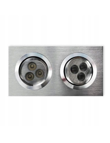 Lampy podtynkowe Fasto II LED 6-punktowa, kwadratowa, srebrna, energooszczędna do nowoczesnych aranżacji wnętrz