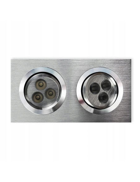 Lampy podtynkowe Fasto II LED 6-punktowa, kwadratowa, srebrna, energooszczędna do nowoczesnych aranżacji wnętrz