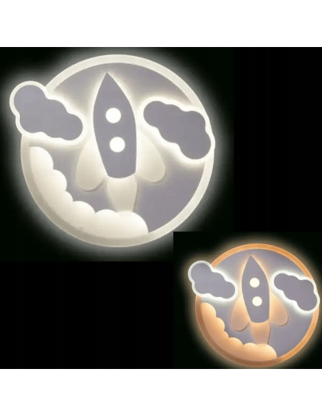 Nowoczesny plafon LED w kształcie rakiety do pokoju dziecięcego, biały – marka Venti, energooszczędny design